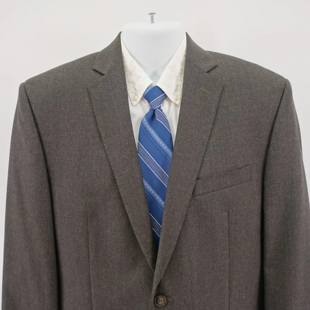 Calvin Klein Brown Black Soft Wool Star Check 2 Button 40S Tagged 40R Sport Coat